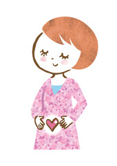 妊娠して幸せを感じる女性の上半身イメージイラスト（上半身）
