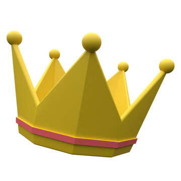 unique 3d render yellow crown icon illustration.Realistic vector illustration.