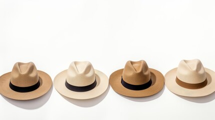 Four Hats Standing Tall in a Perfect Line, Ready for Elegant Occasions
