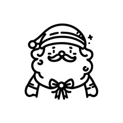 Santa Claus vector. black and white Santa illustration no fill. simple Santa Claus line art. Christmas Santa. Merry Christmas vector. Happy Santa vector
