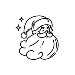 Santa Claus vector. black and white Santa illustration no fill. simple Santa Claus line art. Christmas Santa. Merry Christmas vector. Happy Santa vector
