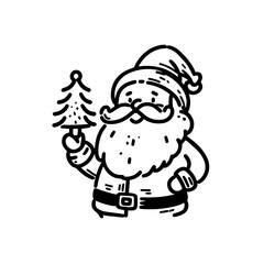 Santa Claus vector. black and white Santa illustration no fill. simple Santa Claus line art. Christmas Santa. Merry Christmas vector. Happy Santa vector
