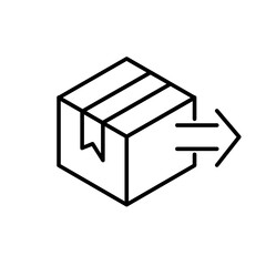 Box delivery with arrow line icon design