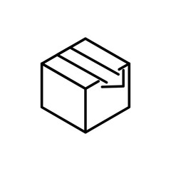 Box delivery with arrow line icon design