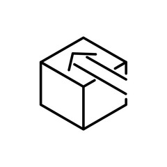 Box delivery with arrow line icon design