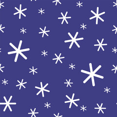Snowflakes on a dark blue background. Seamless winter pattern