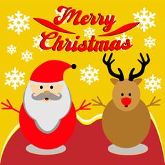 Fototapeta premium Merry Christmas Santa and Reindeer