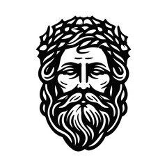 Jesus head illustration, isolated on transparent background.