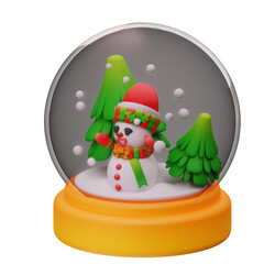 3d illustration of Christmas tree decorations and snowmen