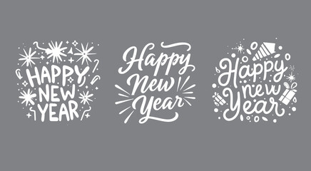 Happy new year 2024. typography signs. Vector. Set of Holiday design for greeting card.
 - obrazy, fototapety, plakaty