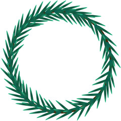 Christmas wreath made of spruce on a transparent background