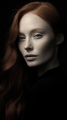 Fototapeta premium A close up of a woman with long red hair