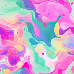 Seamless pattern with liquid effect pink, yellow, green