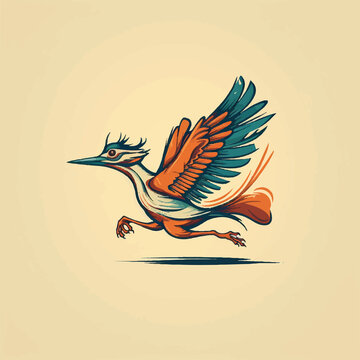 recommend clip art: minimailism logo running roadrunner illustration style