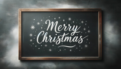 Obraz premium Merry Christmas on black board, message for student