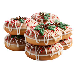 Christmas Gingerbread cookies isolated on white transparent, closeup, png