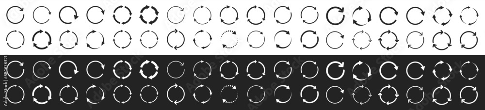 Poster set of circle arrows. vector elements. black loading symbol.