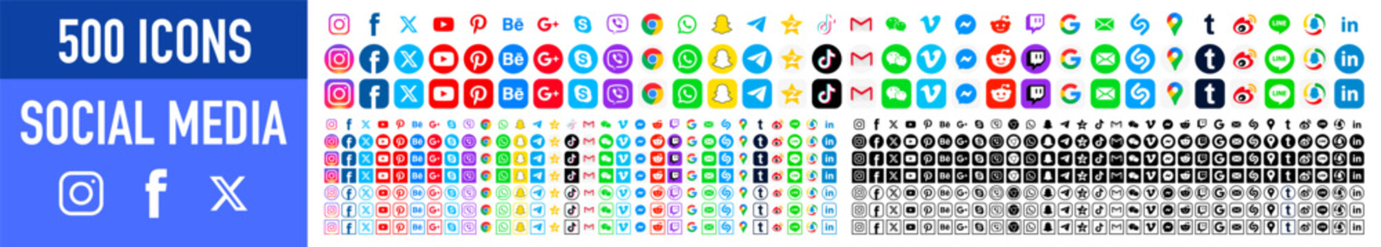 Social media icons. Facebook, instagram, tiktok, twitter, youtube, messenger, gmail, twitch, shazam, pinterest, behance, google, whatsap, maps. Editorial vector. Vinnitsa, Ukraine - November 27, 2023