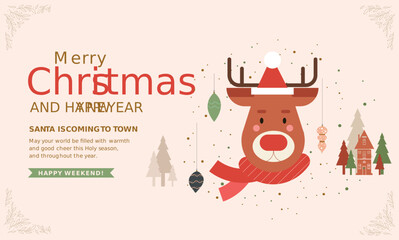 merry christmas greeting card with santa