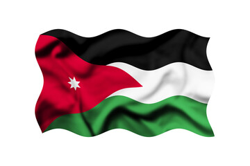 Waving flag of Jordan isolated on transparent, 3d rendering, Clipping Path Included
