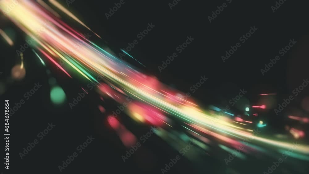Poster slow mo light strings particles background/ 4k animation of an abstract slow motion technology backg