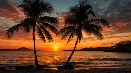 sunset over the beach HD 8K wallpaper Stock Photographic Image 
