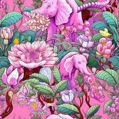 Seamless pattern with elephants