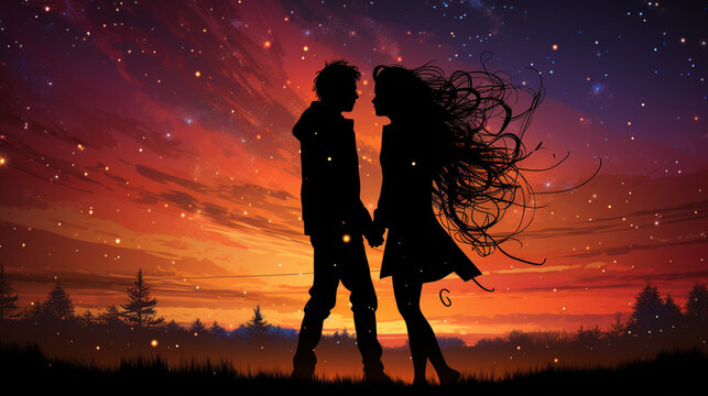 silhouette of a girl HD 8K wallpaper Stock Photographic Image 