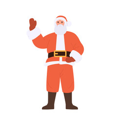 Santa Claus fantasy Christmas cartoon character waving hand gesturing hello isolated on white