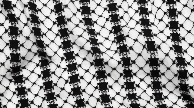 Palestinian keffiyeh fabric texture pattern ,black and white  design  

