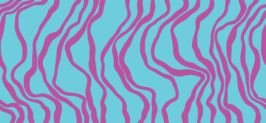 Abstract op art texture with bold monochrome wavy stripes. Vector seamless pattern.  Decorative black and white striped design with distortion effect.  Creative background with distorted lines