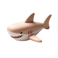 Wooden Shark Toy Illustration Art with a Transparent Background Generative AI
