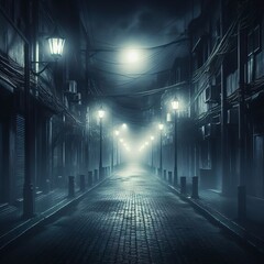 Empty street in dark atmosphere