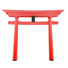 3d illustration of  red japan torii gate, isolated on transparent background, PNG