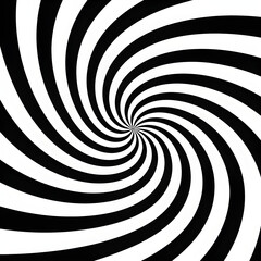 Black and white spiral. Hypnotic icon, vector illusion.