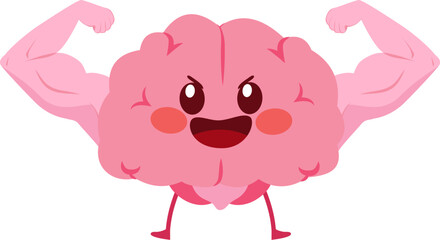 Strong muscular brain double biceps drawing. Intellect power. Extreme intelligence, high IQ concept