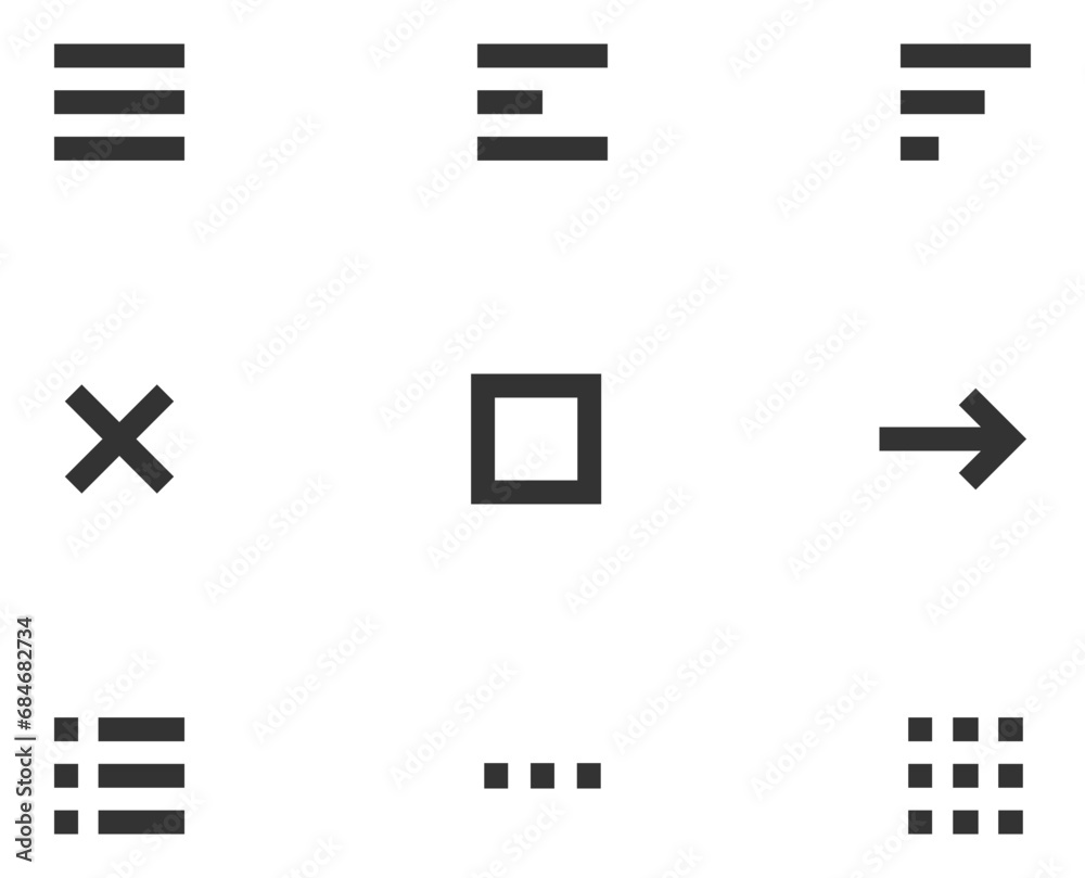 Poster line icon menu for mobile navigation. vector app design application. simple interface element set.