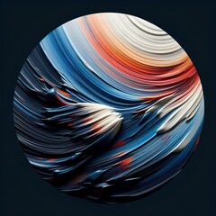 abstract background, strokes of oil paint blue and orange in a circle of blue background, generated ai