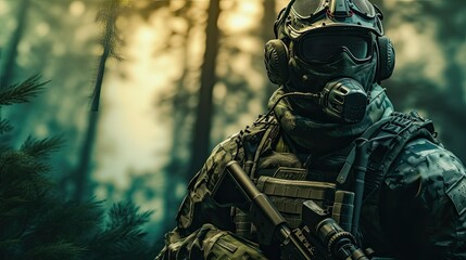 Fototapeta premium Pakistan commando person in jungle