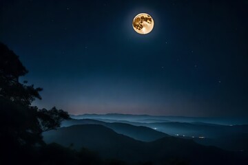 Naklejka na ściany i meble Happy dreams. Image of a calm full moon rising at night.