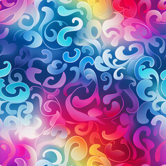 Fototapeta premium extremely colurful and whimsicle swirly and flowery background, love shape, vivid color
