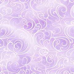 Fototapeta na wymiar extremely colurful and whimsicle swirly and flowery background, love shape,subtle purple tone 