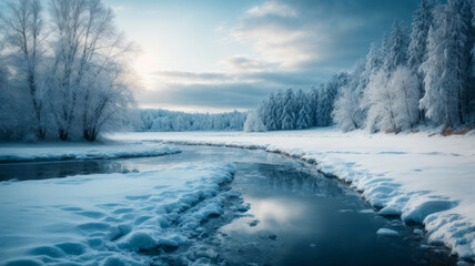 winter landscape with snow covered trees