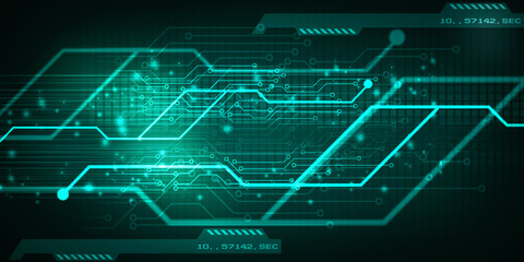 2d illustration Abstract futuristic electronic circuit technology background
