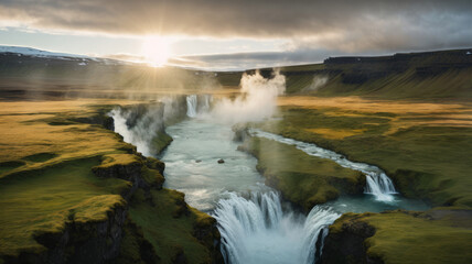 waterfall in the mountains