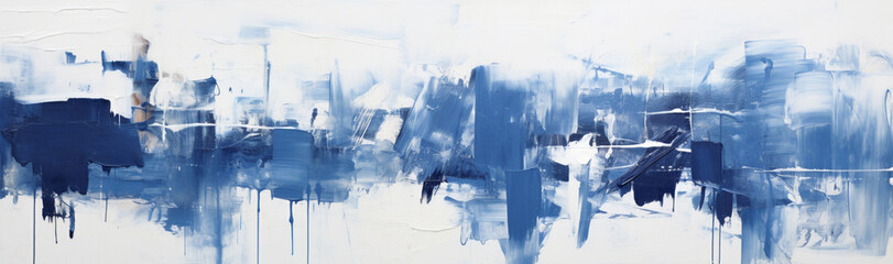 Abstract drawing from brush on white background with blue colors.
