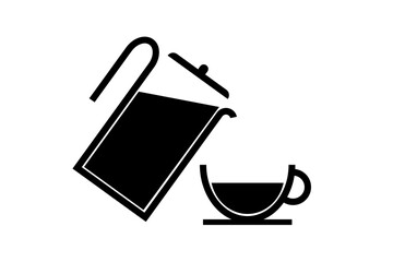 The teapot and cup icon. Tea symbol. Flat Vector illustration