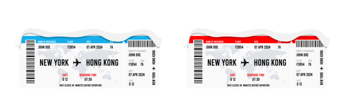 Airline ticket snow covered, winter design