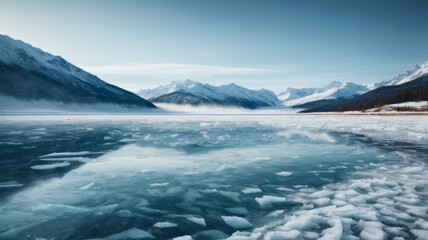 Obraz premium landscape with lake and mountains