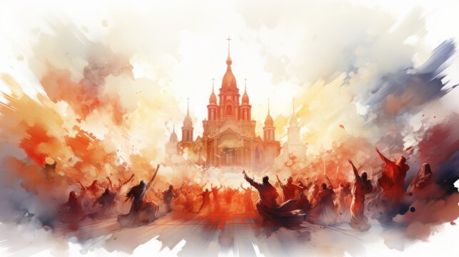 Pentecost Festival Commemorate the Lord May 19 Watercolor style Generative AI